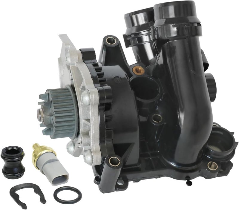 RALBDX Electric Engine Water Pump Thermostat Housing Assembly Compatible with Audi A3 A4 A5 A6 Q3 Q5 TT Allroad VW Passat Jetta Golf GTI CC Beetle Replaces 06H121026DD 06H121026CQ 06H121026AB - Image 1